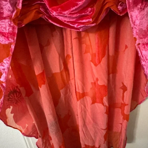 Anthropologie Hutch Strapless Ruched High-Low Dress in Red and Pink - Picture 10 of 14